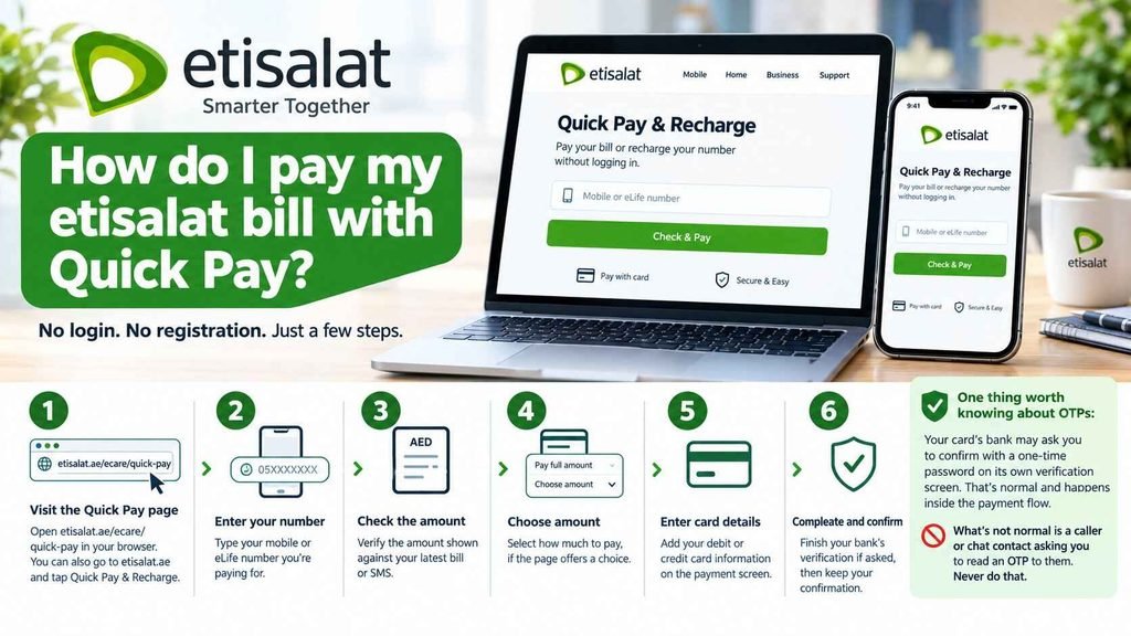 How do I pay my etisalat bill with Quick Pay?
